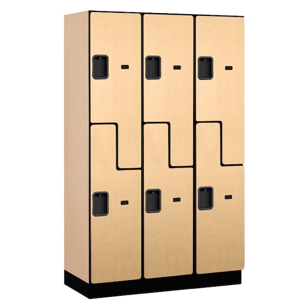 Wardrobe Locker, 45" W, 18" D, 76" H, (3) Wide, (6) Openings, Maple